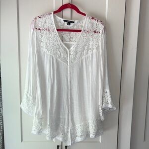 Zac & Rachel White Embellished Blouse with 3/4 Sleeves
